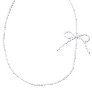 bow pearl long necklace