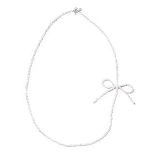 bow pearl long necklace