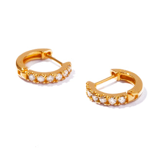 【受注商品】K18 half diamond hoop pierce