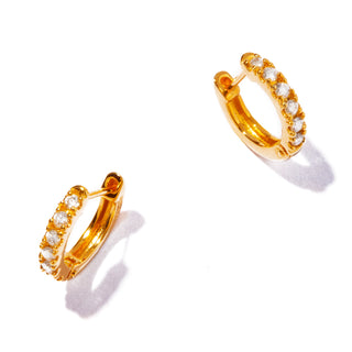 【受注商品】K18 half diamond hoop pierce