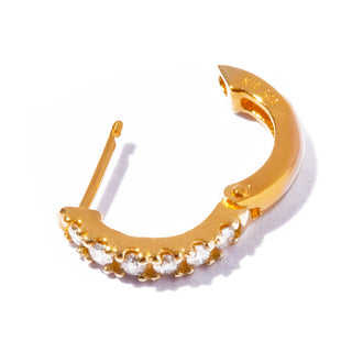 【受注商品】K18 half diamond hoop pierce