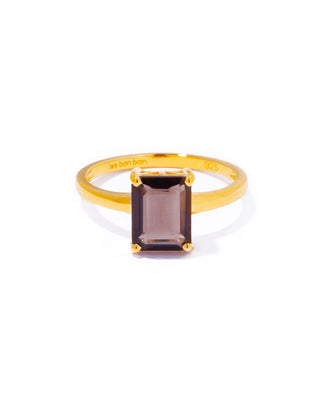 recto smoky quartz ring