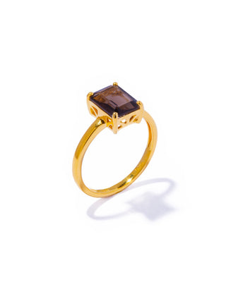recto smoky quartz ring