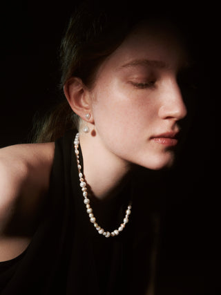 organic double pearl pierce
